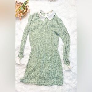 Christy Dawn Womens Small Dress Green A Line Mini Collared Daisy Floral